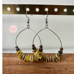 Yellow Beaded Hoop Earrings